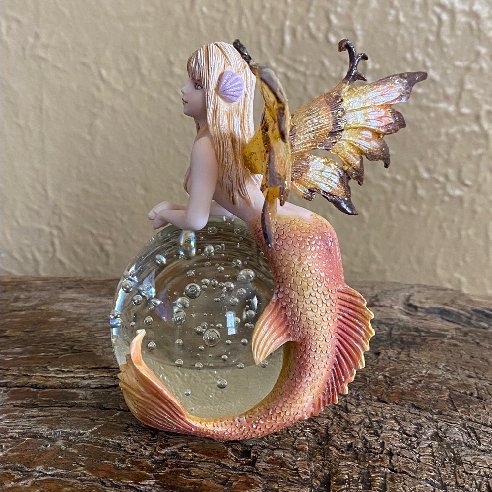 🧜‍♀️Rare Vintage🧜‍♀️Mermaid Fairy On Glass Ball - Picture 4 of 15